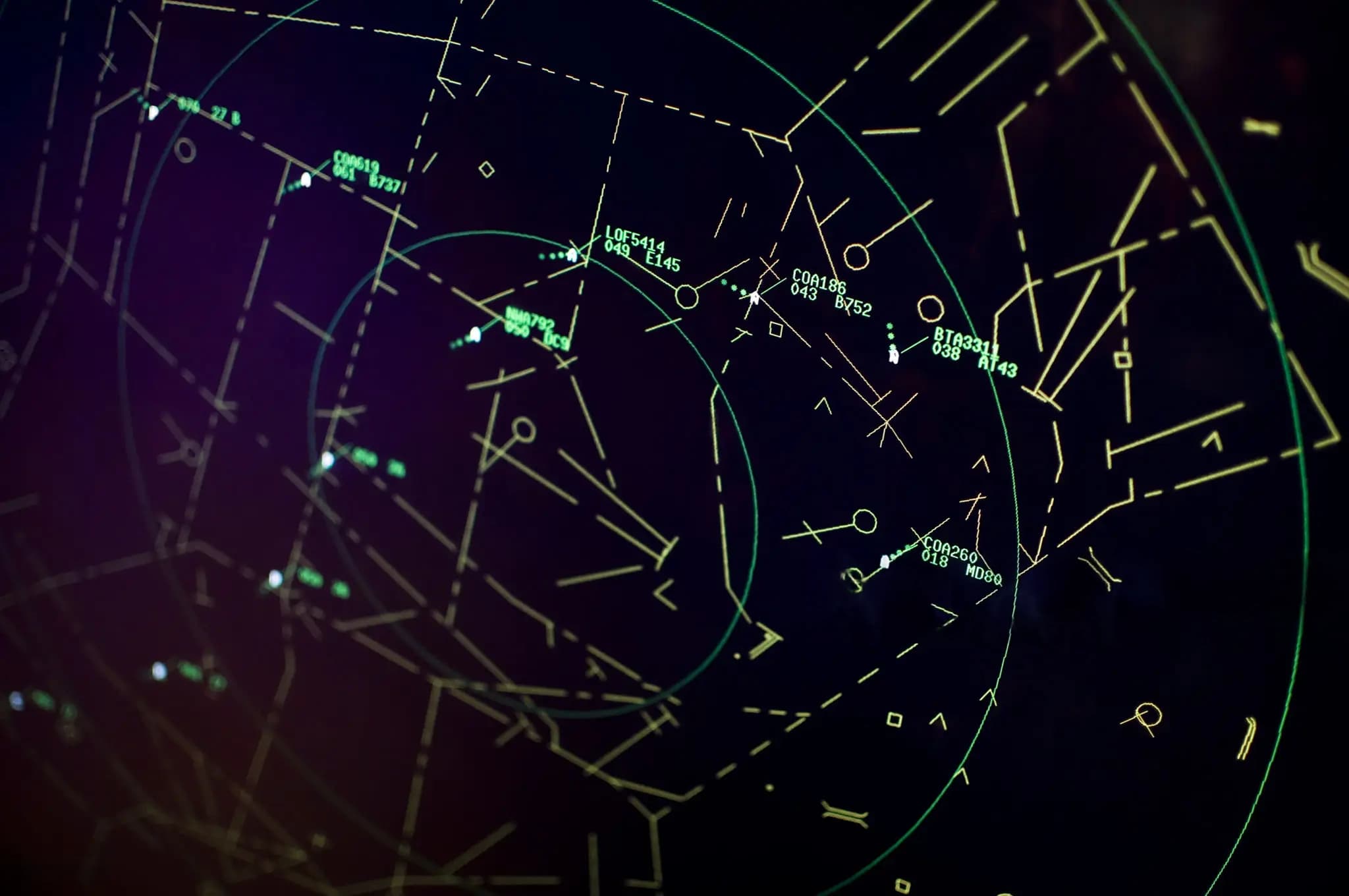 Air traffic control radar screen
